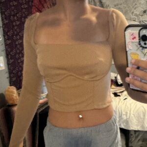 Princess Polly Black and Yellow Crop Bustier Blouse
